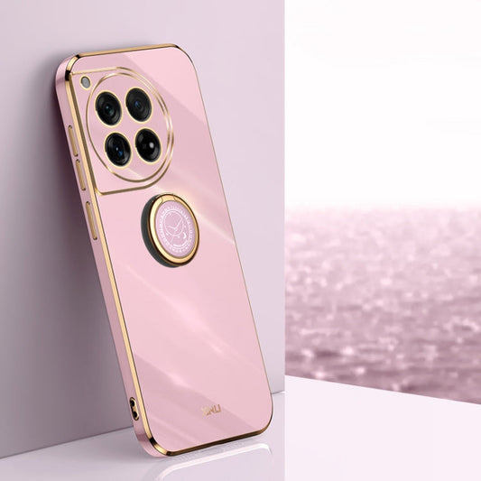 Pour OnePlus Ace 3 Coque de téléphone en TPU électrolytique 6D à bords droits XINLI avec support de bague (Violet cerise)