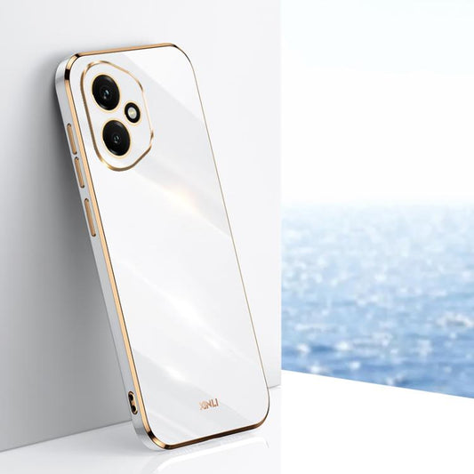 For Honor 400 Global 156.5mm XINLI Straight Edge 6D Electroplate TPU Phone Case(White)