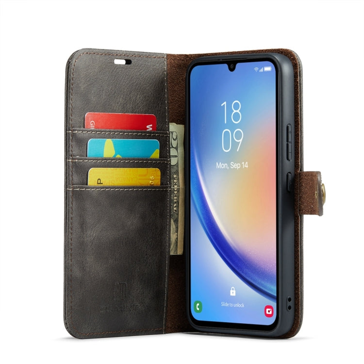 For Samsung Galaxy A34 5G DG.MING Crazy Horse Texture Detachable Magnetic Leather Case(Grey)