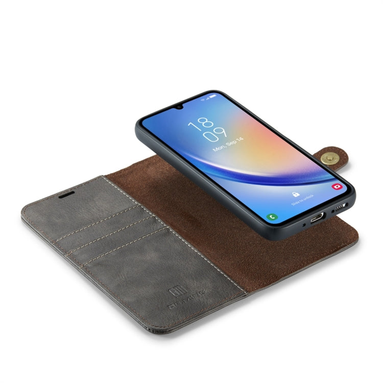 For Samsung Galaxy A34 5G DG.MING Crazy Horse Texture Detachable Magnetic Leather Case(Grey)