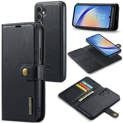 For Samsung Galaxy A34 5G DG.MING Crazy Horse Texture Detachable Magnetic Leather Case(Black)