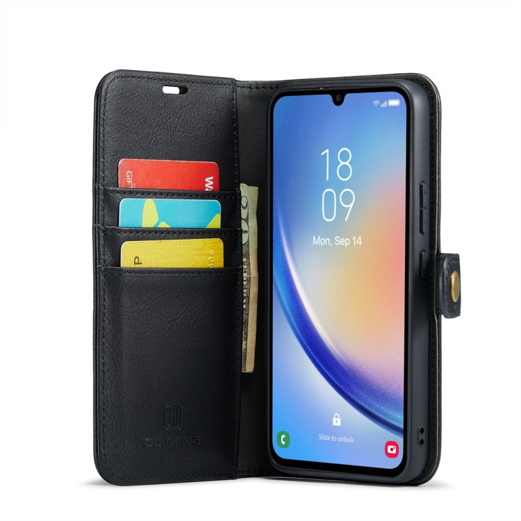 For Samsung Galaxy A34 5G DG.MING Crazy Horse Texture Detachable Magnetic Leather Case(Black)