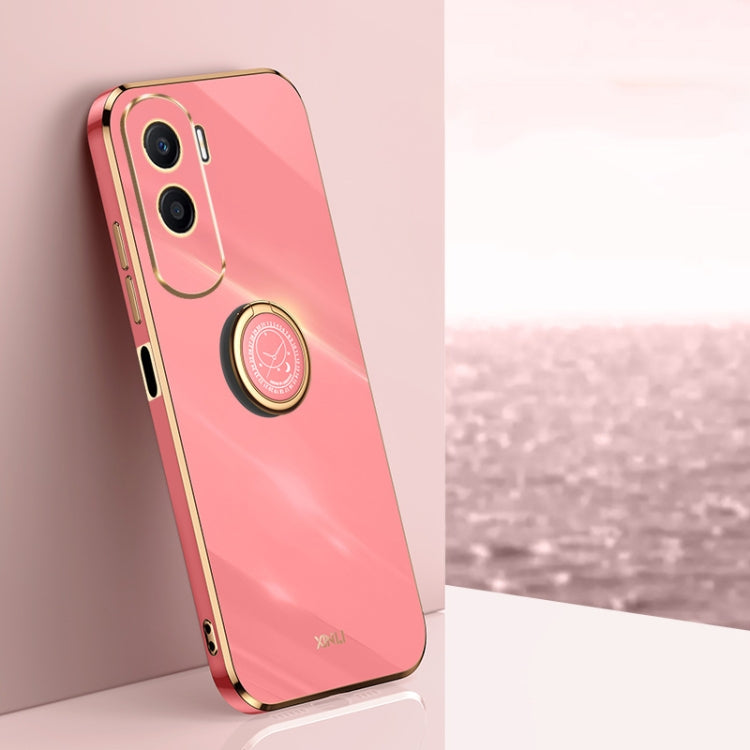 For Honor X50i 5G XINLI Straight Edge 6D Electroplate TPU Phone Case with Ring Holder(Hawthorn Red)