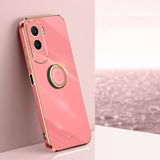 For Honor X50i 5G XINLI Straight Edge 6D Electroplate TPU Phone Case with Ring Holder(Hawthorn Red)