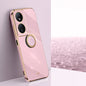 For Honor Play 50 Plus 5G XINLI Straight Edge 6D Electroplate TPU Phone Case with Ring Holder(Cherry Purple)