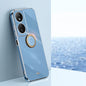 For Honor Play 50 Plus 5G XINLI Straight Edge 6D Electroplate TPU Phone Case with Ring Holder(Celestial Blue)