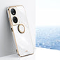 For Honor Play 50 Plus 5G XINLI Straight Edge 6D Electroplate TPU Phone Case with Ring Holder(White)