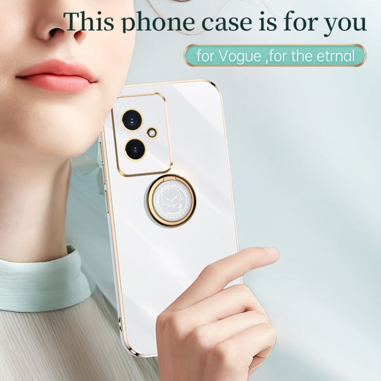 For Honor 100 XINLI Straight Edge 6D Electroplate TPU Phone Case with Ring Holder(Black)
