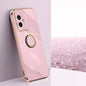 For Honor 100 XINLI Straight Edge 6D Electroplate TPU Phone Case with Ring Holder(Cherry Purple)