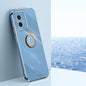 For Honor 100 XINLI Straight Edge 6D Electroplate TPU Phone Case with Ring Holder(Celestial Blue)
