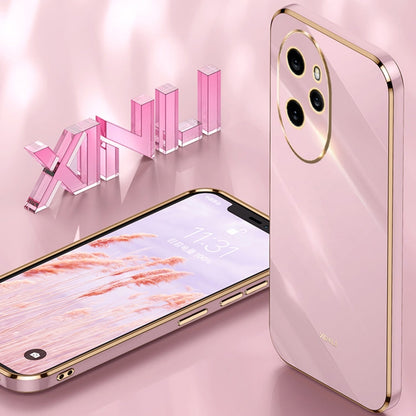 Coque de téléphone en TPU électrolytique 6D à bord droit XINLI For Honor 100 Pro avec support annulaire (blanc)