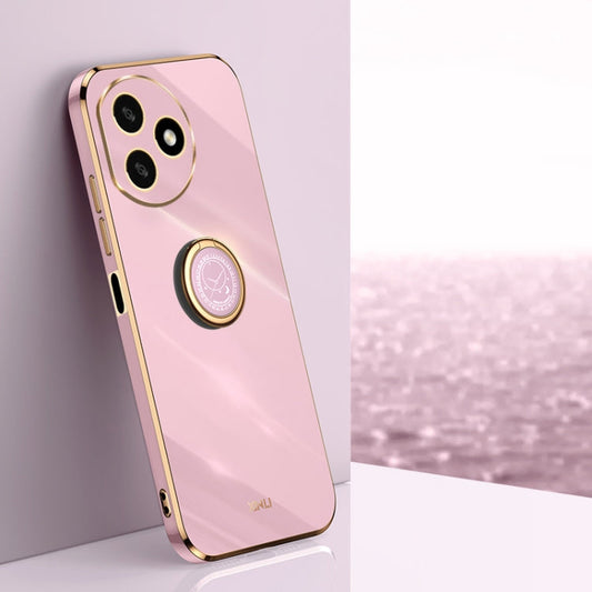 For Honor X50i+ 5G XINLI Straight Edge 6D Electroplate TPU Phone Case with Ring Holder(Cherry Purple)