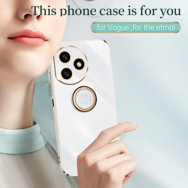 For Honor X50i+ 5G XINLI Straight Edge 6D Electroplate TPU Phone Case with Ring Holder(White)