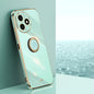 Étui de téléphone en TPU électrolytique 6D à bord droit XINLI pour Honor X50i+ 5G avec support annulaire (Vert menthe)