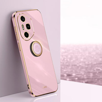 For Honor 300 Pro XINLI Straight Edge 6D Electroplate TPU Phone Case with Ring Holder(Cherry Purple)