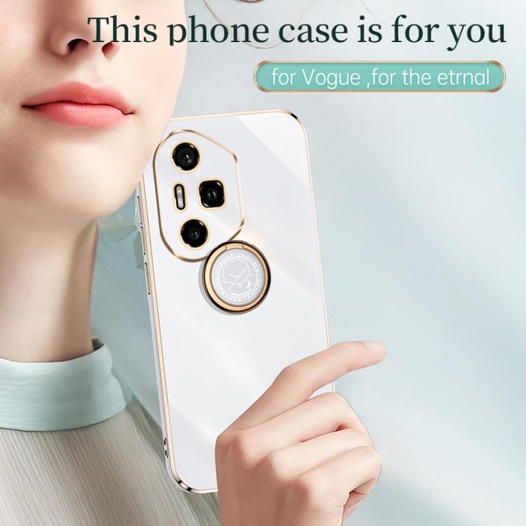 For Honor 300 Pro XINLI Straight Edge 6D Electroplate TPU Phone Case with Ring Holder(Cherry Purple)