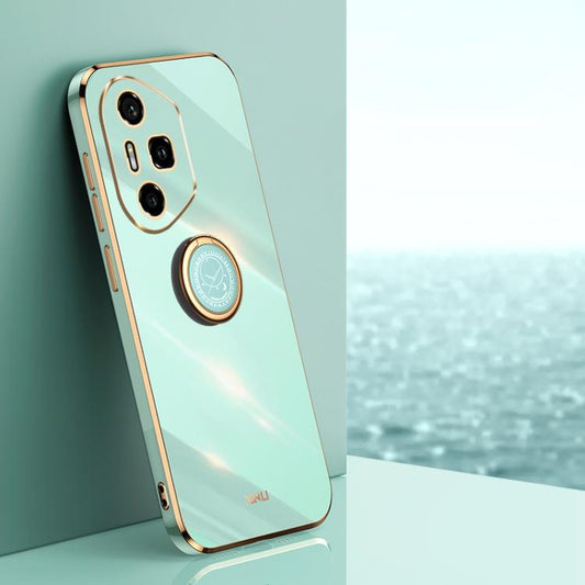 For Honor 300 Pro XINLI Straight Edge 6D Electroplate TPU Phone Case with Ring Holder(Mint Green)