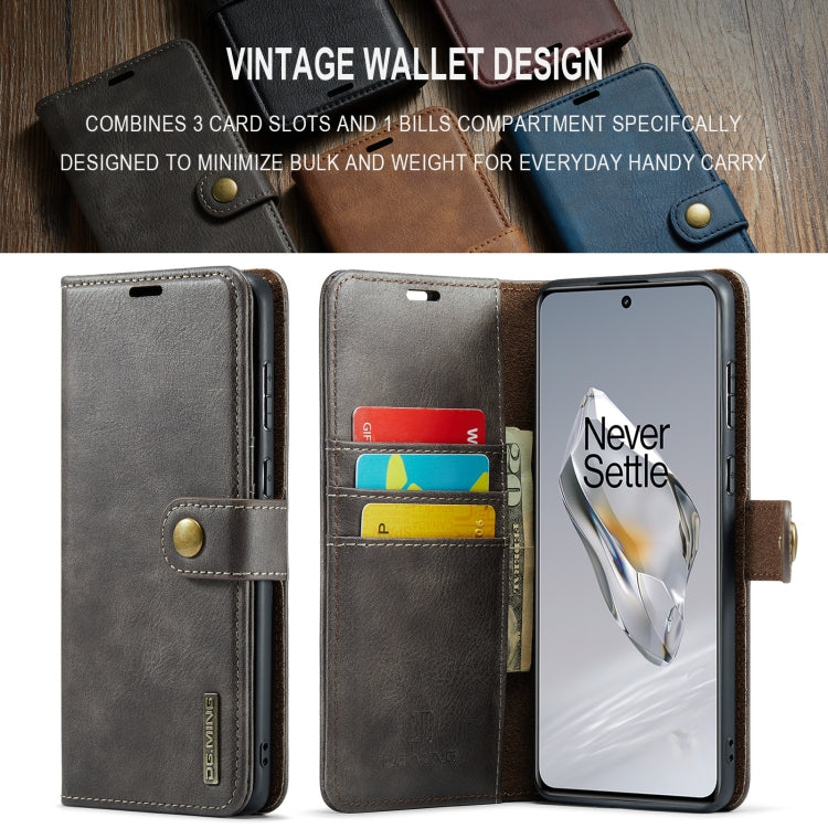 For OnePlus 12 DG.MING Crazy Horse Texture Detachable Magnetic Leather Case(Grey)