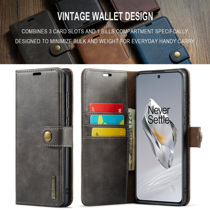 For OnePlus 12 DG.MING Crazy Horse Texture Detachable Magnetic Leather Case(Grey)