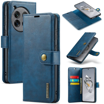 For OnePlus 12 DG.MING Crazy Horse Texture Detachable Magnetic Leather Case(Blue)