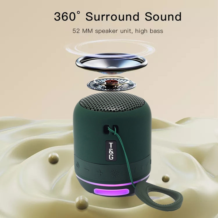 T&G TG294 TWS Enceinte portable sans fil stéréo Mini LED pour l'extérieur (vert foncé)