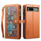 Pour Google Pixel 8A ESEBLE Star Series Lanière Zippée Portefeuille RFID Étui en Cuir (Marron)