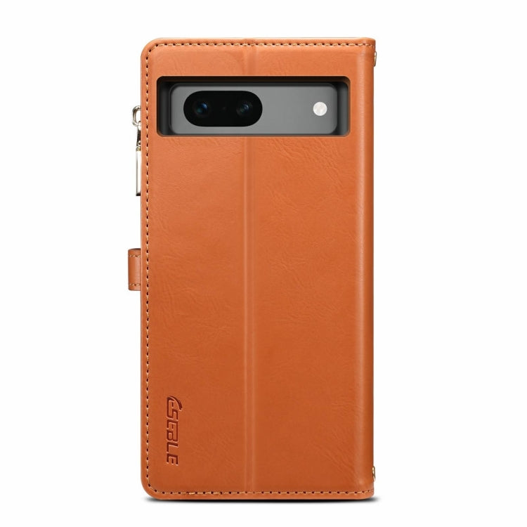 Pour Google Pixel 8A ESEBLE Star Series Lanière Zippée Portefeuille RFID Étui en Cuir (Marron)