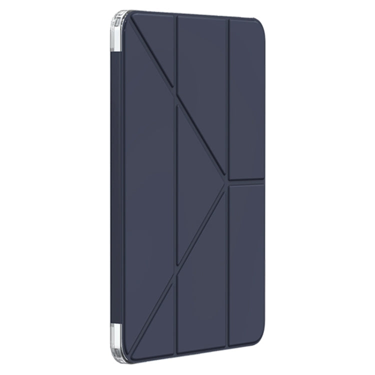 Pour iPad Air 13 2026 / 2025 / 2024 Étui de protection intelligent en cuir avec support déformable Mutural pour tablette (bleu foncé)