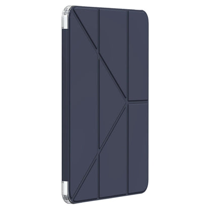 Pour iPad Air 13 2026 / 2025 / 2024 Étui de protection intelligent en cuir avec support déformable Mutural pour tablette (bleu foncé)
