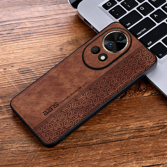 For Huawei nova 12 Pro AZNS 3D Embossed Skin Feel Phone Case(Brown)