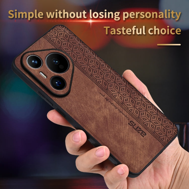 For Huawei Pura 70 Pro AZNS 3D Embossed Skin Feel Phone Case(Brown)