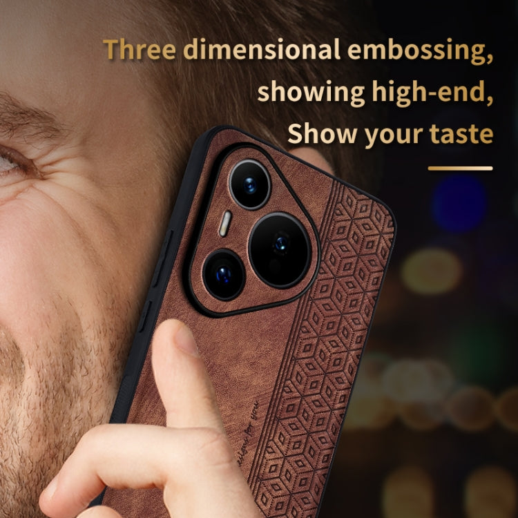 For Huawei Pura 70 Pro AZNS 3D Embossed Skin Feel Phone Case(Brown)