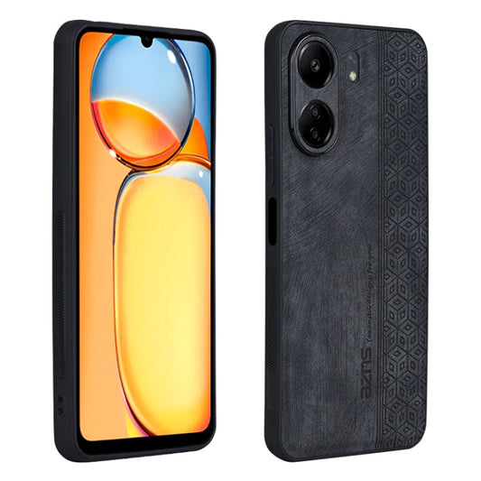 For Xiaomi Poco C65/Redmi 13C AZNS 3D Embossed Skin Feel Phone Case(Black)