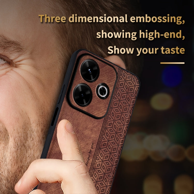 For Xiaomi Redmi Note 13R AZNS 3D Embossed Skin Feel Phone Case(Dark Green)