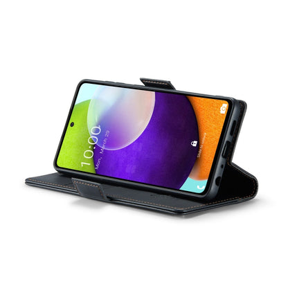 Pour Samsung Galaxy A52/A52s 5G Étui de téléphone en cuir anti-vol RFID texturé Litchi avec boucle papillon CaseMe 023 (Noir)