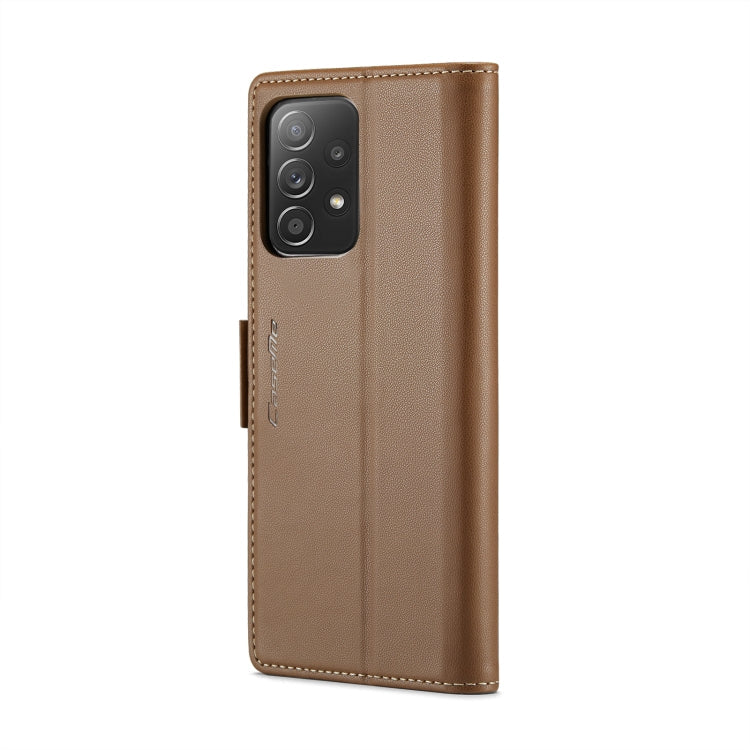 For Samsung Galaxy A52/A52s 5G CaseMe 023 Butterfly Buckle Litchi Texture RFID Anti-theft Leather Phone Case(Brown)