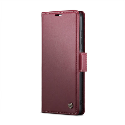 For Samsung Galaxy A52/A52s 5G CaseMe 023 Butterfly Buckle Litchi Texture RFID Anti-theft Leather Phone Case(Wine Red)