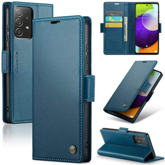 For Samsung Galaxy A52/A52s 5G CaseMe 023 Butterfly Buckle Litchi Texture RFID Anti-theft Leather Phone Case(Blue)