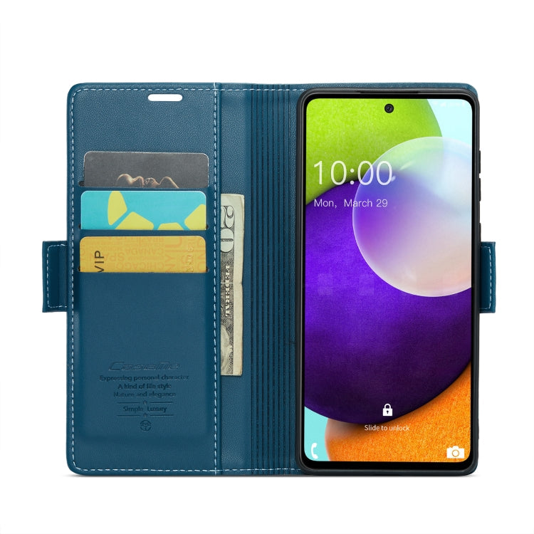 For Samsung Galaxy A52/A52s 5G CaseMe 023 Butterfly Buckle Litchi Texture RFID Anti-theft Leather Phone Case(Blue)
