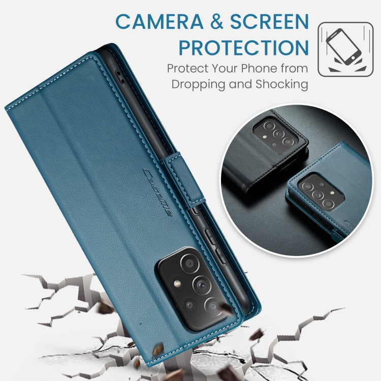 For Samsung Galaxy A52/A52s 5G CaseMe 023 Butterfly Buckle Litchi Texture RFID Anti-theft Leather Phone Case(Blue)