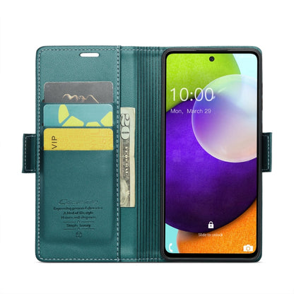For Samsung Galaxy A52/A52s 5G CaseMe 023 Butterfly Buckle Litchi Texture RFID Anti-theft Leather Phone Case(Pearly Blue)