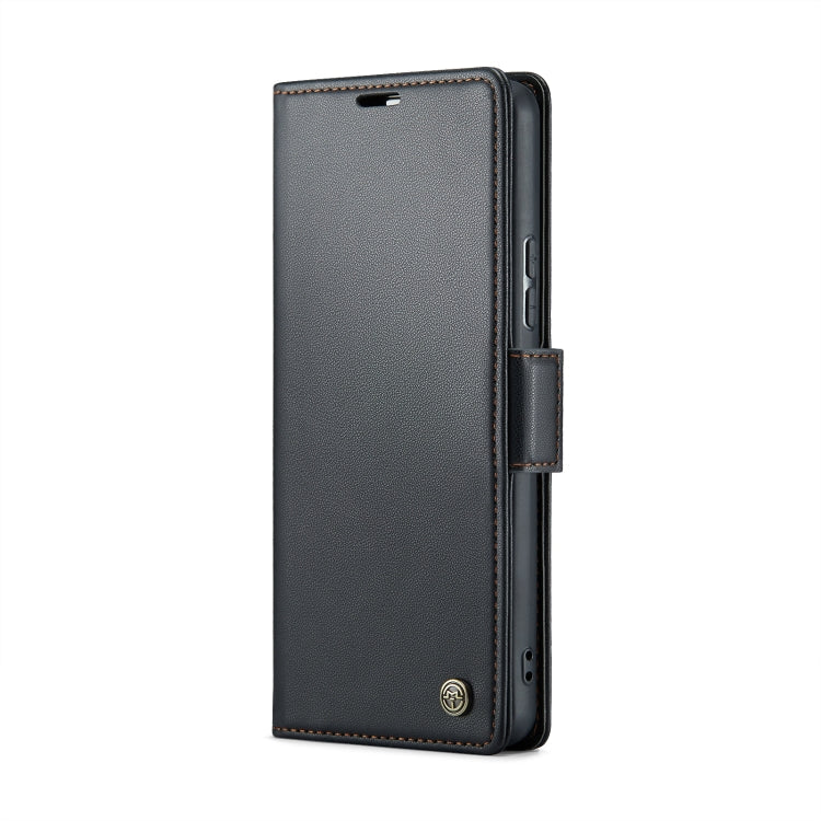 Pour Samsung Galaxy A53 Étui Caseme 023 Papillon Boucle Texture Litchi RFID Antivol Cuir Étui Téléphone (Noir)
