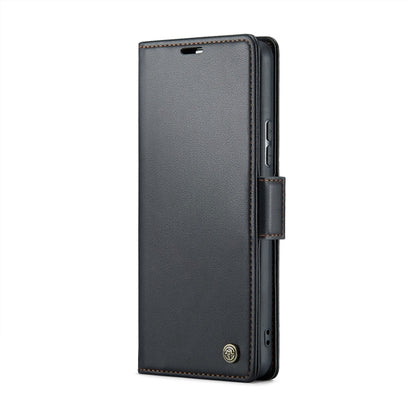 Pour Samsung Galaxy A53 Étui Caseme 023 Papillon Boucle Texture Litchi RFID Antivol Cuir Étui Téléphone (Noir)