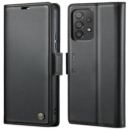 For Samsung Galaxy A53 CaseMe 023 Butterfly Buckle Litchi Texture RFID Anti-theft Leather Phone Case(Black)