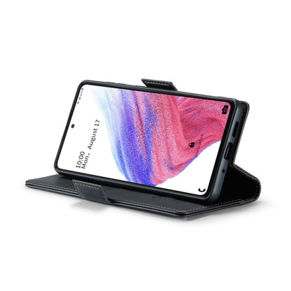 Pour Samsung Galaxy A53 Étui Caseme 023 Papillon Boucle Texture Litchi RFID Antivol Cuir Étui Téléphone (Noir)