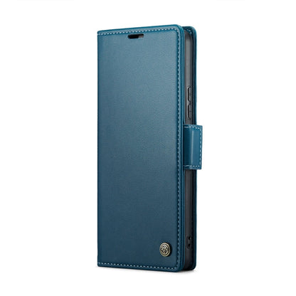 For Samsung Galaxy A53 CaseMe 023 Butterfly Buckle Litchi Texture RFID Anti-theft Leather Phone Case(Blue)