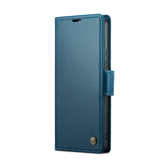 For Samsung Galaxy A53 CaseMe 023 Butterfly Buckle Litchi Texture RFID Anti-theft Leather Phone Case(Blue)