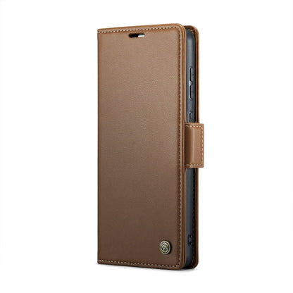 Pour Samsung Galaxy S20 FE Étui CaseMe 023 avec boucle papillon, texture litchi, RFID anti-vol en cuir (marron)