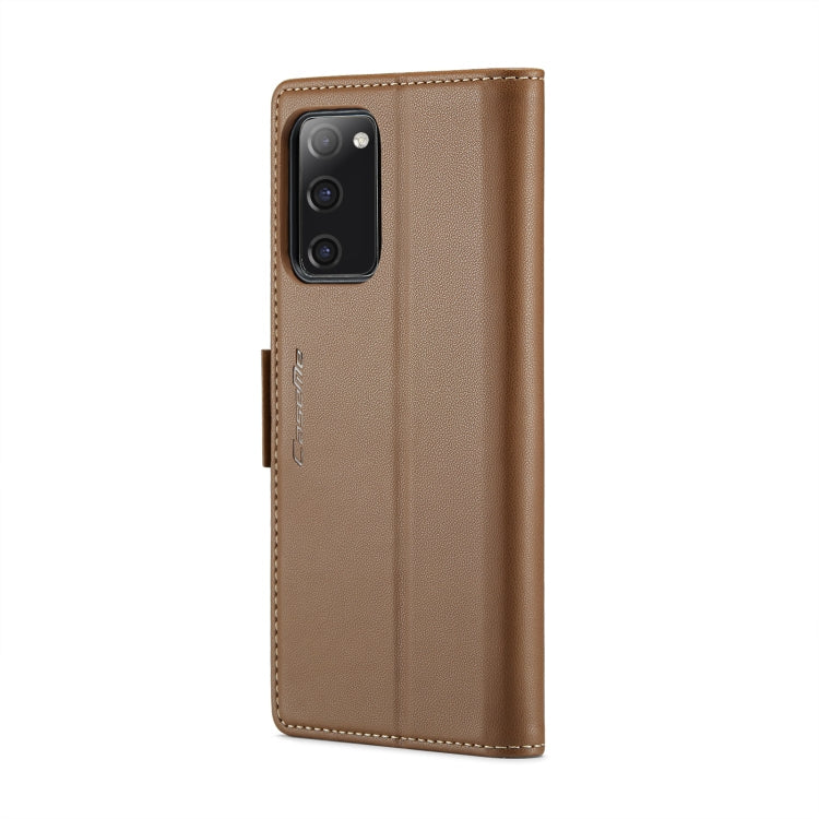 Pour Samsung Galaxy S20 FE Étui CaseMe 023 avec boucle papillon, texture litchi, RFID anti-vol en cuir (marron)
