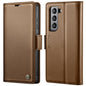 Pour Samsung Galaxy S21 FE 5G Étui Caseme 023 Boucle Papillon Texture Litchi RFID Anti-vol Étui de Téléphone en Cuir (Marron)